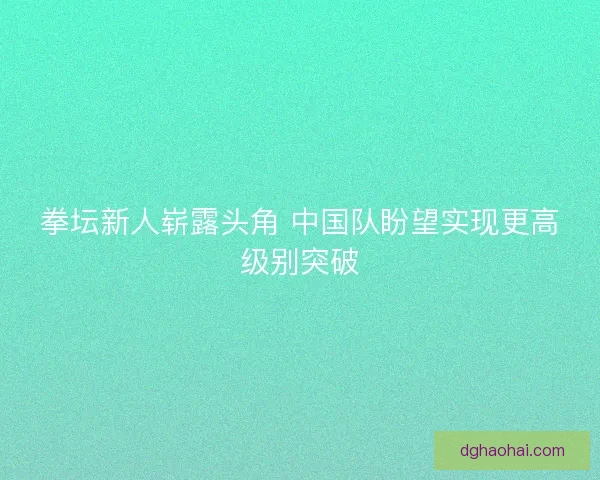 拳坛新人崭露头角 中国队盼望实现更高级别突破